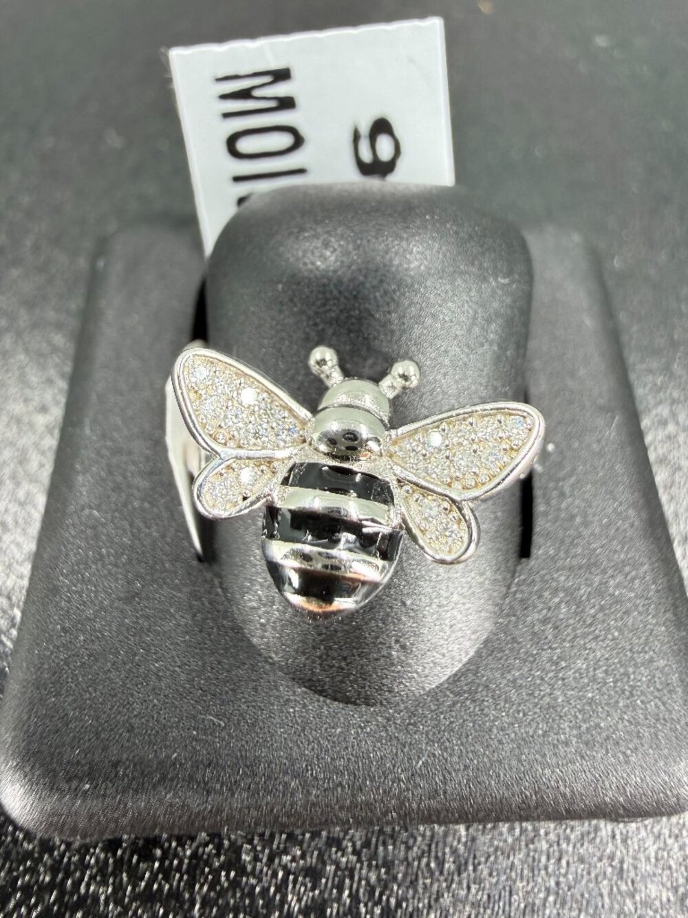 Moissanite Bumble Bee Ring 925 Sterling Silver 0.75CTW Black Enamel Ring